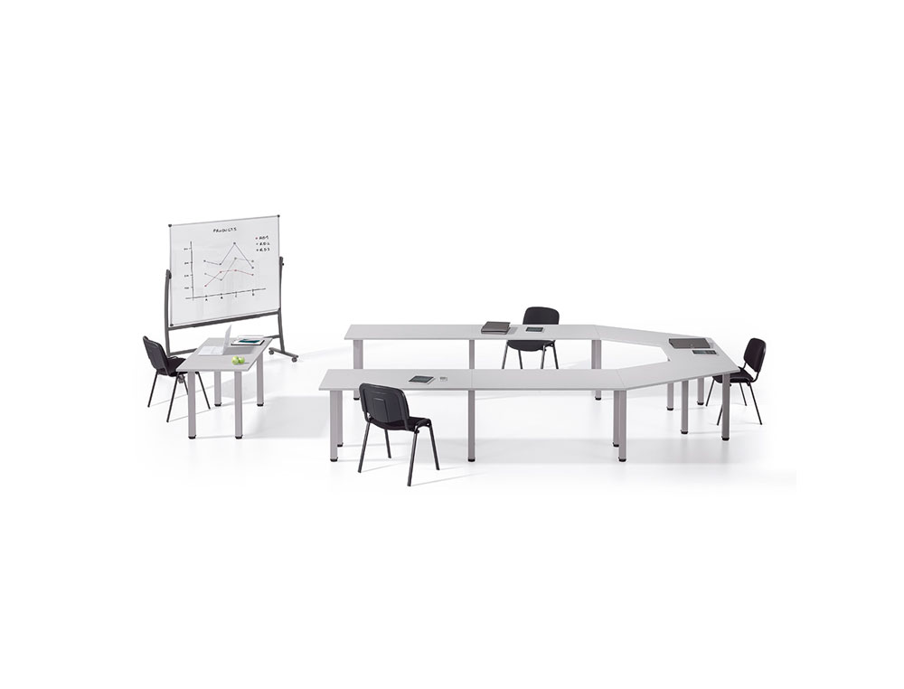 PIZARRA BLANCA ROCADA ACERO LACADO MAGNETICO MARCO ALUMINIO DOBLE CARA VOLTEABLE CURVE 120X150 CM