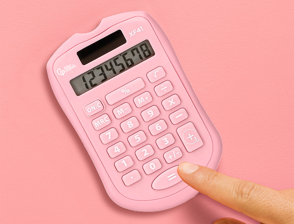 CALCULADORA LIDERPAPEL BOLSILLO XF41 8 DIGITOS SOLAR Y PILAS COLOR ROSA 94X59,5X10,5MM