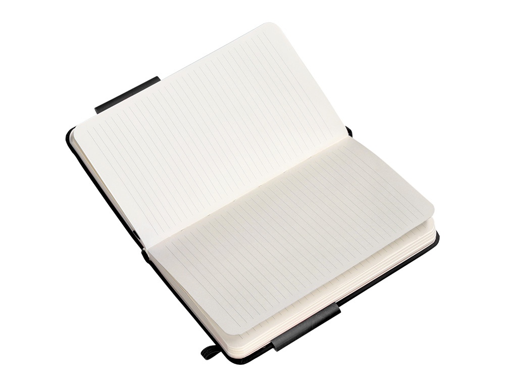 CUADERNO CON GOMILLA ANTARTIK NOTES TAPA DURA A6 HOJAS RAYAS NEGRO 100 HOJAS 80 GR FSC