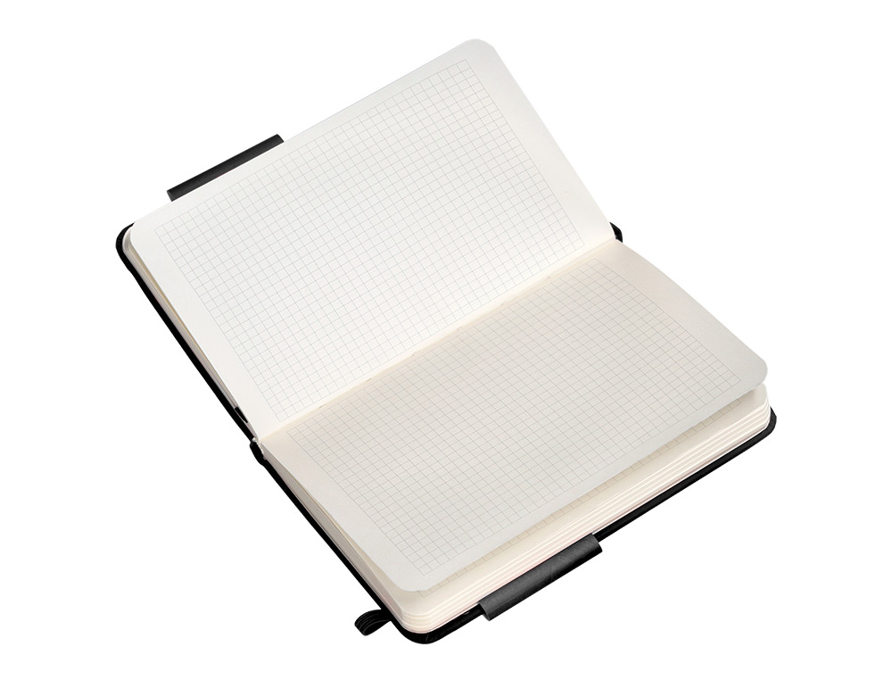 CUADERNO CON GOMILLA ANTARTIK NOTES TAPA DURA A6 HOJAS CUADRICULA NEGRO 100 HOJAS 80 GR FSC