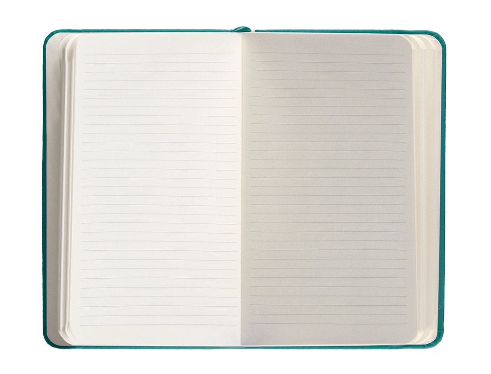 CUADERNO CON GOMILLA ANTARTIK NOTES TAPA DURA A6 HOJAS RAYAS VERDE AGUAMARINA 100 HOJAS 80 GR FSC