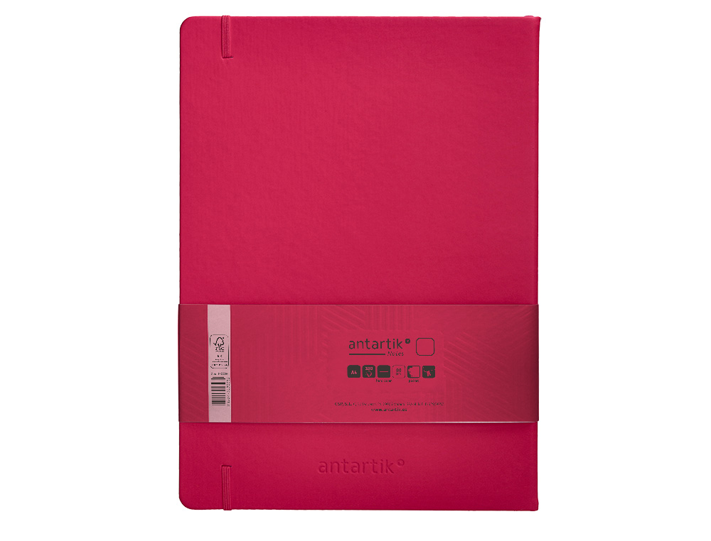 CUADERNO CON GOMILLA ANTARTIK NOTES TAPA DURA A4 HOJAS LISAS BURDEOS 100 HOJAS 80 GR FSC