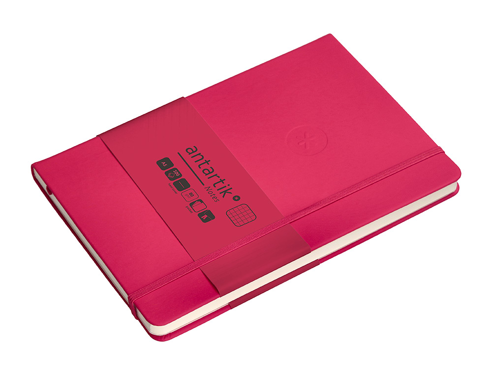 CUADERNO CON GOMILLA ANTARTIK NOTES TAPA DURA A5 HOJAS CUADRICULA BURDEOS 100 HOJAS 80 GR FSC