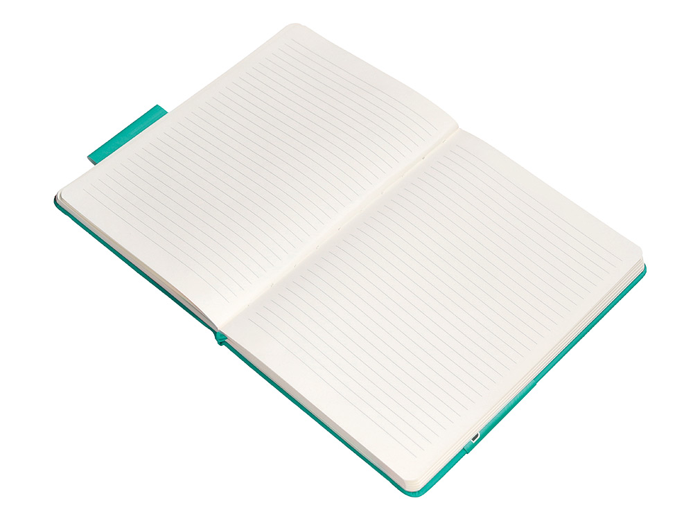 CUADERNO CON GOMILLA ANTARTIK NOTES TAPA DURA A5 HOJAS RAYAS TURQUESA 100 HOJAS 80 GR FSC