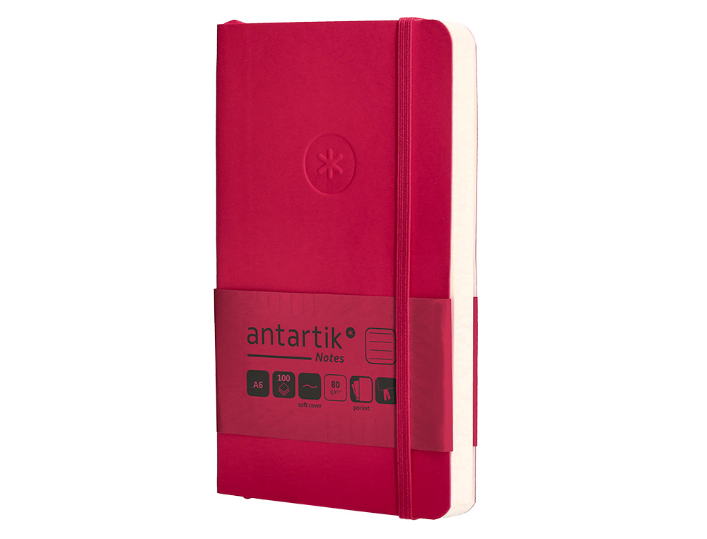 CUADERNO CON GOMILLA ANTARTIK NOTES TAPA BLANDA A6 RAYAS BURDEOS 100 HOJAS 80 GR FSC