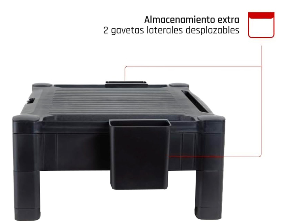 SOPORTE Q-CONNECT PARA MONITOR /IMPRESORA AJUSTABLE ALTURA 10,3CM A 13,3CM CON CAJON COLOR NEGRO 434X336X133 MM