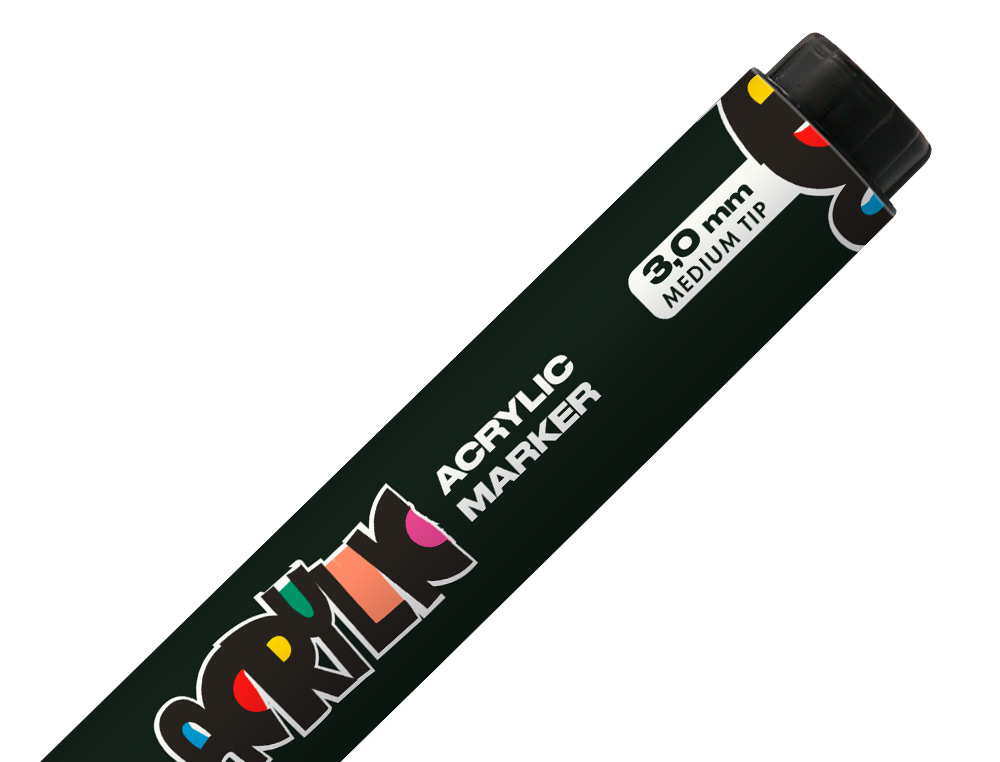 ROTULADOR LIDERPAPEL ACRYLIC BASE AGUA TODO TIPO DE SUPERFICIE PUNTA REDONDA 3 MM NEGRO
