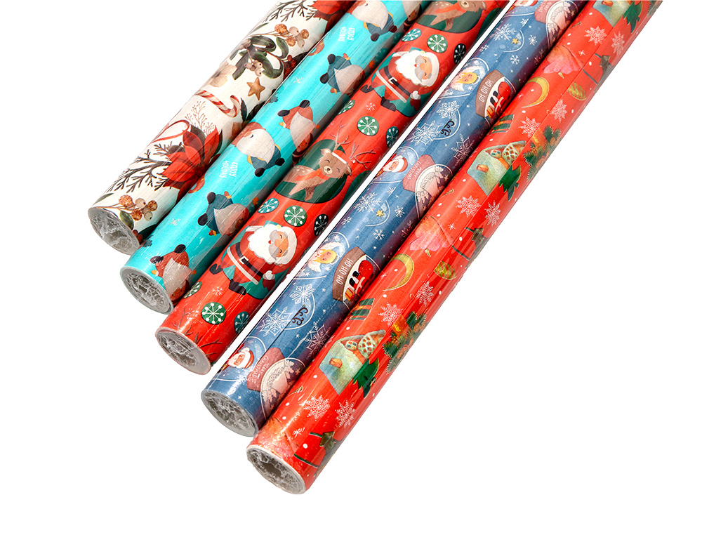 PAPEL DE REGALO LIDERPAPEL NAVIDAD ROLLO ANCHO 70 CM LONGITUD 2 MT GRAMAJE 60 GR DISEOS SURTIDOS C-2024