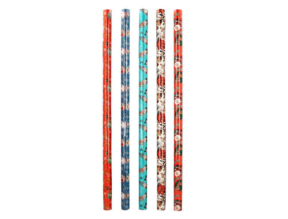 PAPEL DE REGALO LIDERPAPEL NAVIDAD ROLLO ANCHO 70 CM LONGITUD 2 MT GRAMAJE 60 GR DISEOS SURTIDOS C-2024