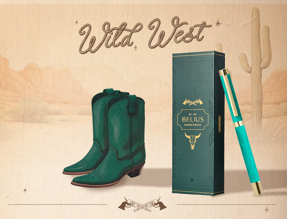 ROLLER BELIUS WILD WEST ALUMINIO COLOR VERDE DORADO TINTA COLOR NEGRO CAJA DE DISEO