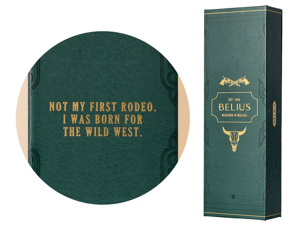 ROLLER BELIUS WILD WEST ALUMINIO COLOR VERDE DORADO TINTA COLOR NEGRO CAJA DE DISEO