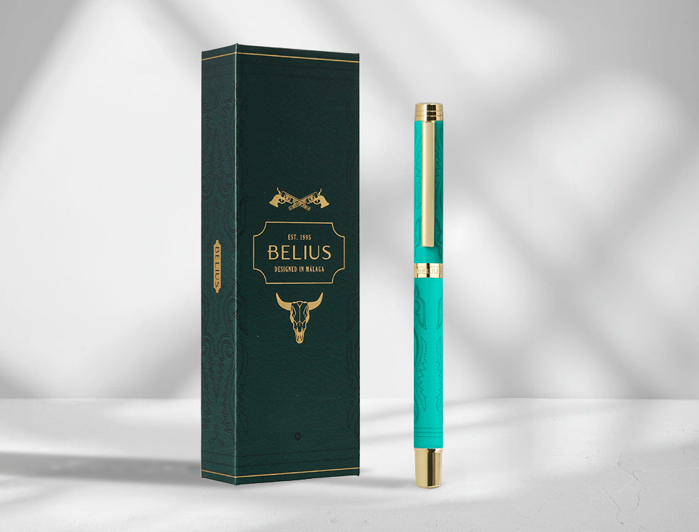 ROLLER BELIUS WILD WEST ALUMINIO COLOR VERDE DORADO TINTA COLOR NEGRO CAJA DE DISEO