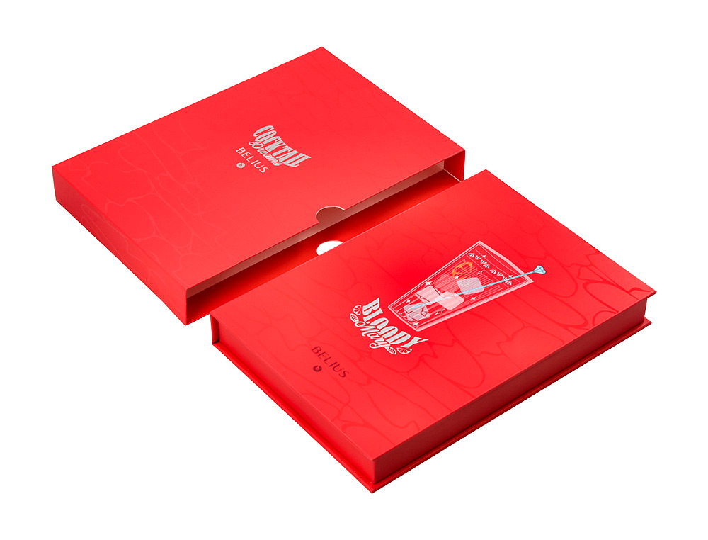 BOLIGRAFO Y WALLET BELIUS COCKTAILS BLOODY MARY ALUMINIOROJO PLATEADO RELIEVE TINTA COLOR AZUL CAJA DE DISEÑO