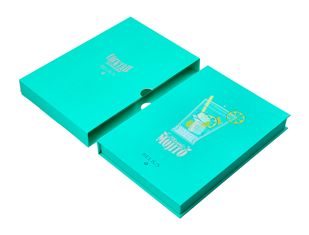 BOLIGRAFO Y WALLET BELIUS COCKTAILS MOJITO ALUMINIO VERDE PLATEADO RELIEVE TINTA COLOR AZUL CAJA DE DISEÑO
