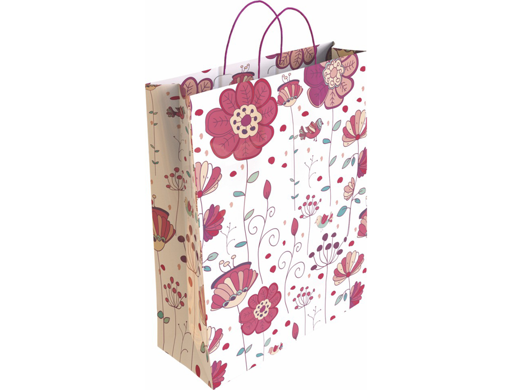 BOLSA PARA REGALO BASIKA PAPEL ESTUCADO 160 GR TODO AO CON ASA RETORCIDA TAMAO M 27+12X37 CM
