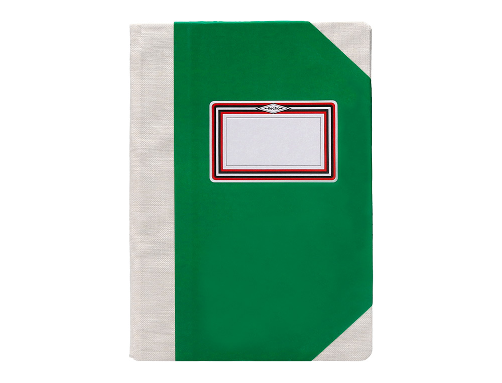 LIBRO CARTONE COSIDO FERNANDES FLECHA DIN A5+ RAYADO HORIZONTAL 50 HOJAS 100 GR VERDE