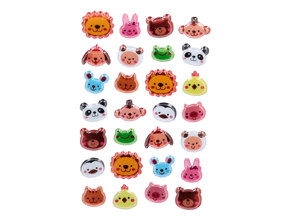 PEGATINAS IMAGINOVO CUTE ANIMALES SALVAJES CARAS CON RELIEVE 190X105 MM EN BLISTER