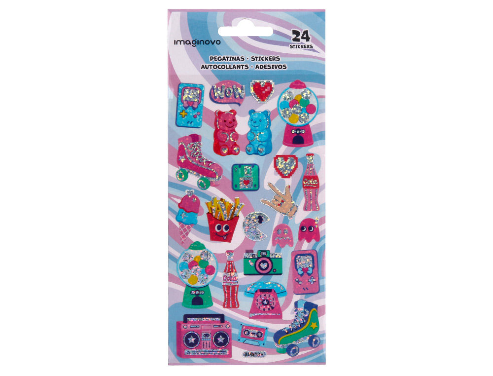 PEGATINAS IMAGINOVO DISEOS SURTIDOS HOBBIES CON BRILLO 214X100 MM EN BLISTER