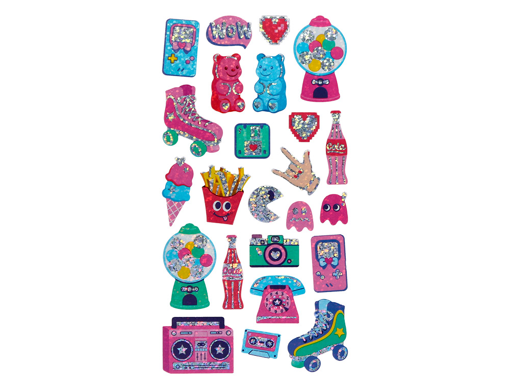 PEGATINAS IMAGINOVO DISEOS SURTIDOS HOBBIES CON BRILLO 214X100 MM EN BLISTER
