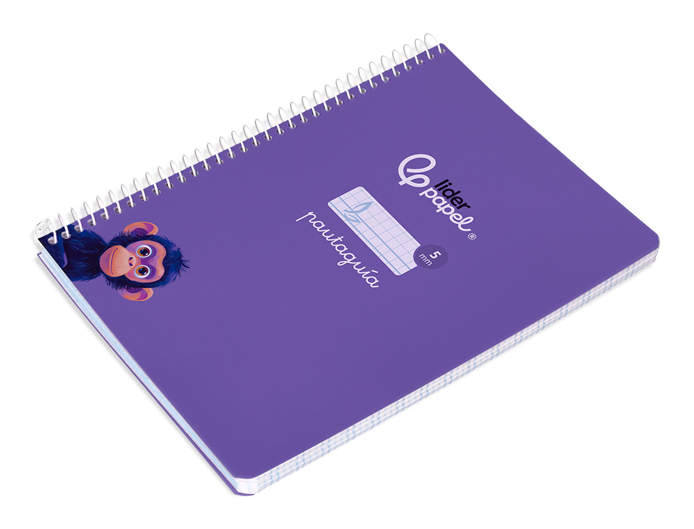 CUADERNO ESPIRAL LIDERPAPEL A5 PAUTAGUIA TAPA BLANDA 40H 75GR CUADRO PAUTADO 5MM COLOR LILA
