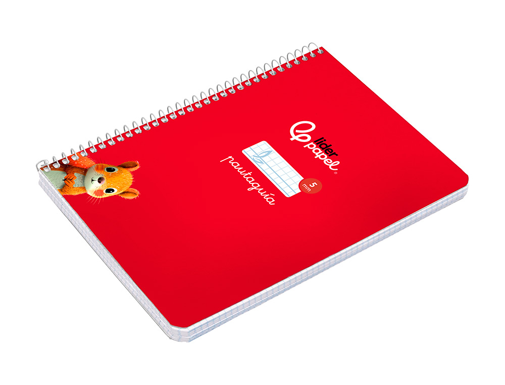 CUADERNO ESPIRAL LIDERPAPEL A5 PAUTAGUIA TAPA DURA 80H 90 GR CUADRO PAUTADO 5MM COLOR ROJO