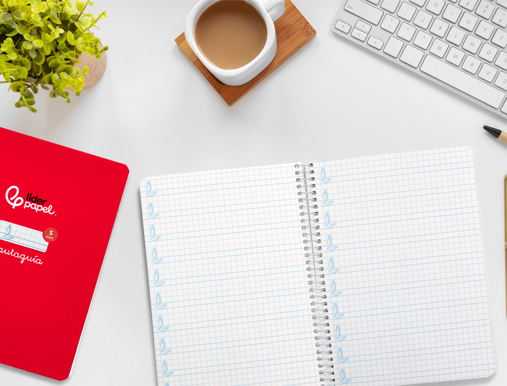 CUADERNO ESPIRAL LIDERPAPEL A5 PAUTAGUIA TAPA DURA 80H 90 GR CUADRO PAUTADO 5MM COLOR ROJO