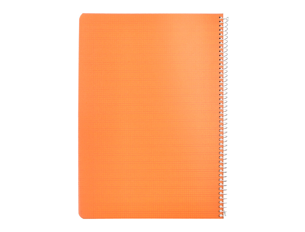 CUADERNO ESPIRAL LIDERPAPEL A4 PAUTAGUIA TAPA PLASTICO 80H 90GR CUADRO PAUTADO 3MM CON MARGEN COLOR NARANJA
