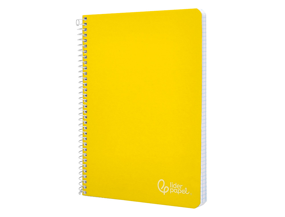 CUADERNO ESPIRAL LIDERPAPEL A4 WITTY TAPA DURA 80H 90GR CUADRO 4MM CON MARGEN COLOR AMARILLO