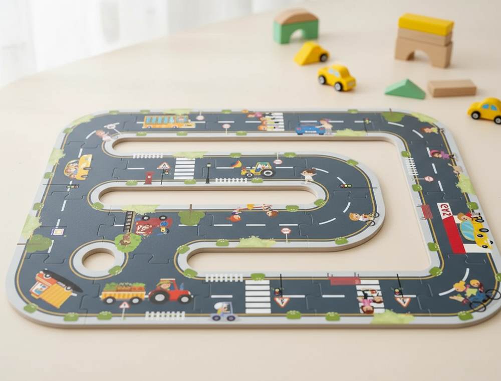 PUZLE INFANTIL IMAGINOVO MADERA CIUDAD DE CARRETERA +3 AÑOS 21 PIEZAS 22X22X6,4CM
