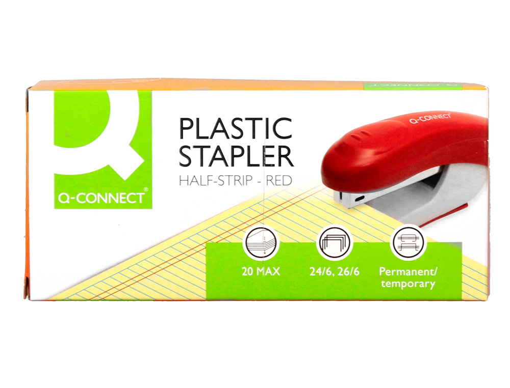GRAPADORA Q-CONNECT KF14206 PLASTICO ABS ROJA CAPACIDAD 20 HOJAS
