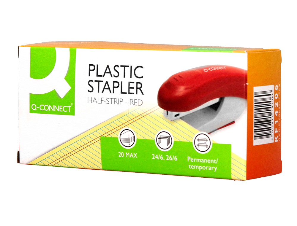 GRAPADORA Q-CONNECT KF14206 PLASTICO ABS ROJA CAPACIDAD 20 HOJAS
