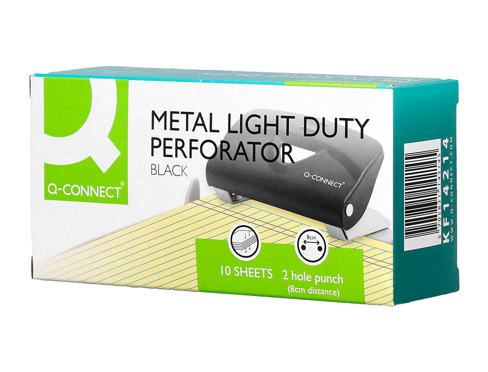 TALADRADOR Q-CONNECT KF14214 NEGRO ABERTURA 1 MM CAPACIDAD 10 HOJAS