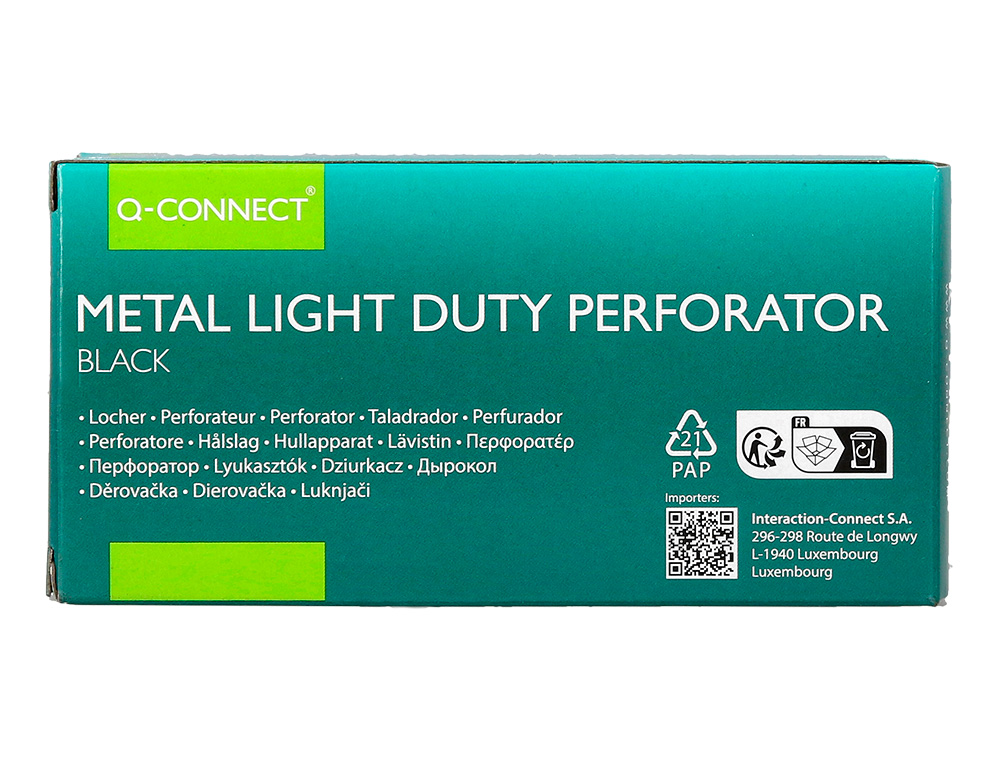 TALADRADOR Q-CONNECT KF14214 NEGRO ABERTURA 1 MM CAPACIDAD 10 HOJAS