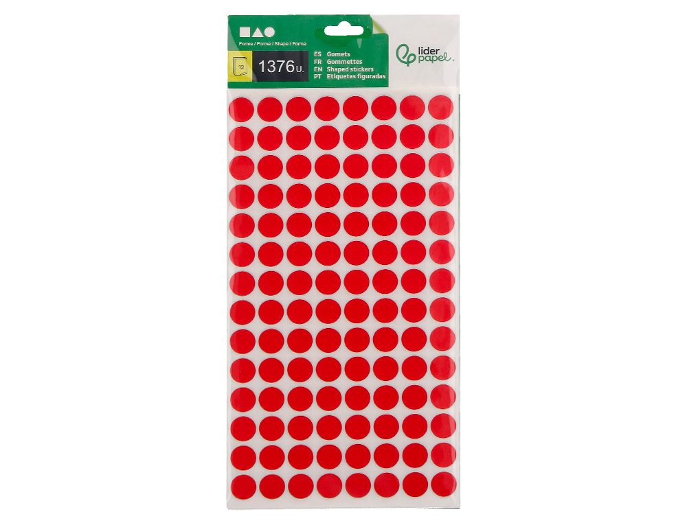 GOMETS LIDERPAPEL FIGURAS SURTIDAS BOLSA DE 12 HOJAS FIGURAS GEOMETRICAS PEQUEAS COLORES SURTIDOS