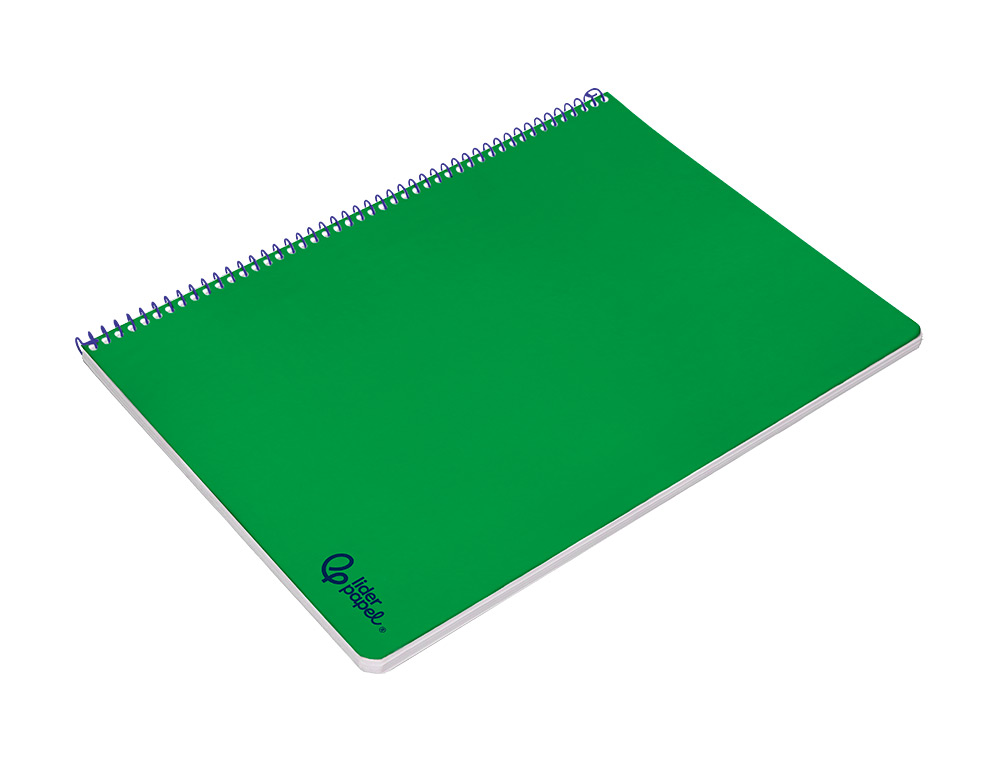 CUADERNO ESPIRAL LIDERPAPEL A4 SMART TAPA BLANDA 80H 75GR RAYADO HORIZONTAL CON MARGEN COLOR VERDE