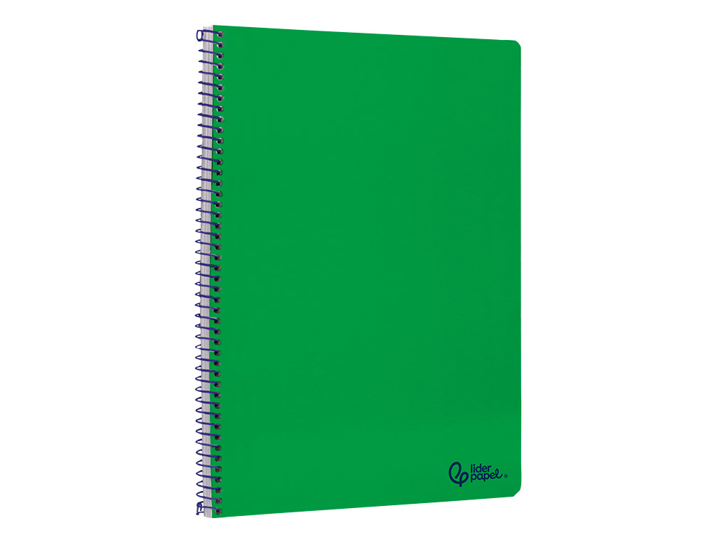 CUADERNO ESPIRAL LIDERPAPEL A4 SMART TAPA BLANDA 80H 75GR RAYADO HORIZONTAL CON MARGEN COLOR VERDE