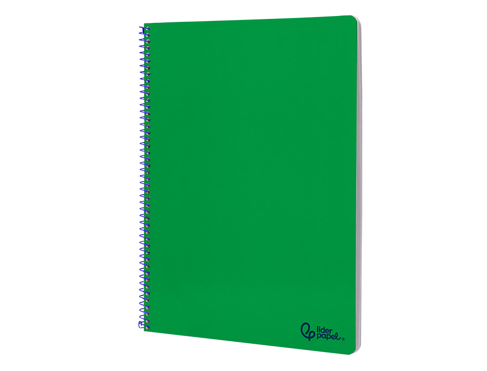 CUADERNO ESPIRAL LIDERPAPEL A4 SMART TAPA BLANDA 80H 75GR RAYADO HORIZONTAL CON MARGEN COLOR VERDE