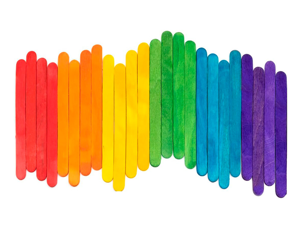 PALITOS DE MADERA LIDERPAPEL COLORES SURTIDOS 15X1,8 CM BOLSA CON 50 UNIDADES