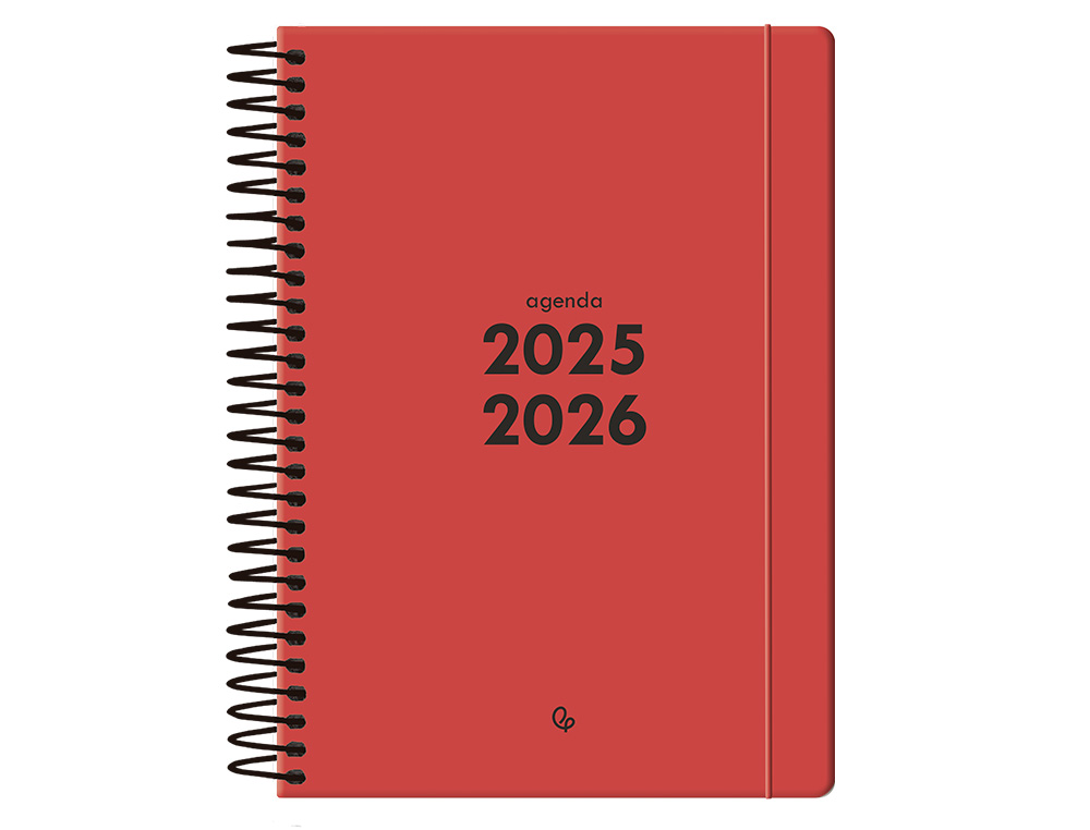 AGENDA ESCOLAR LIDERPAPEL 25-26 ESPIRAL BASIC ROJO DIA PAGINA A5 BILINGE PAPEL FSC 70 GR