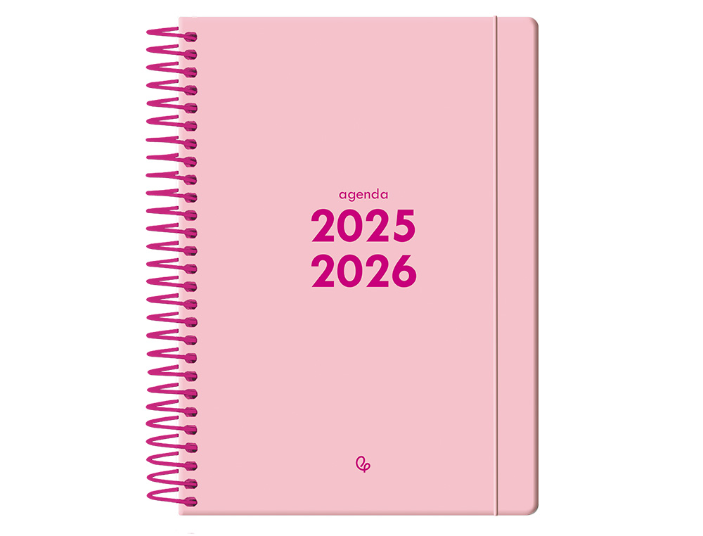 AGENDA ESCOLAR LIDERPAPEL 25-26 ESPIRAL BASIC ROSA 2 DIAS PAGINA A5 BILINGE PAPEL FSC 70 GR