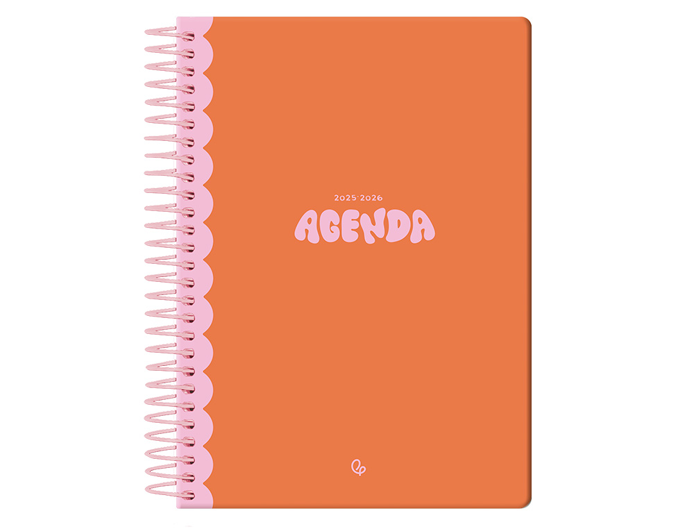 AGENDA ESCOLAR LIDERPAPEL 25-26 ESPIRAL CLASSIC NARANJA SEMANA VISTA A5 BILINGE PAPEL FSC 70 GR