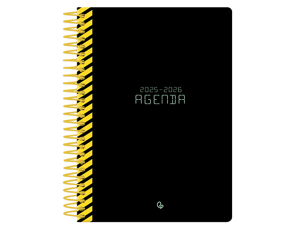 AGENDA ESCOLAR LIDERPAPEL 25-26 ESPIRAL CLASSIC NEGRO DIA PAGINA A5 BILINGE PAPEL FSC 70 GR