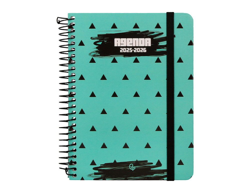 AGENDA ESCOLAR LIDERPAPEL 25-26 ESPIRAL PATTERNS TRIANGULOS SEMANA VISTA A6 BILINGE PAPEL FSC 80 GR