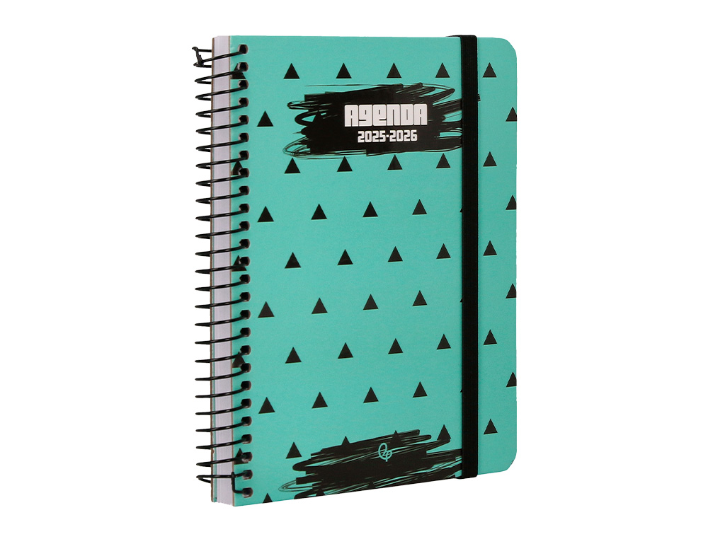 AGENDA ESCOLAR LIDERPAPEL 25-26 ESPIRAL PATTERNS TRIANGULOS SEMANA VISTA A6 BILINGE PAPEL FSC 80 GR
