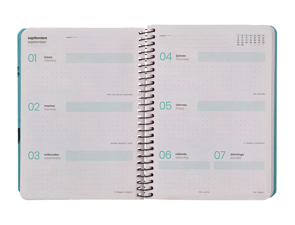 AGENDA ESCOLAR LIDERPAPEL 25-26 ESPIRAL PATTERNS TRIANGULOS SEMANA VISTA A6 BILINGE PAPEL FSC 80 GR