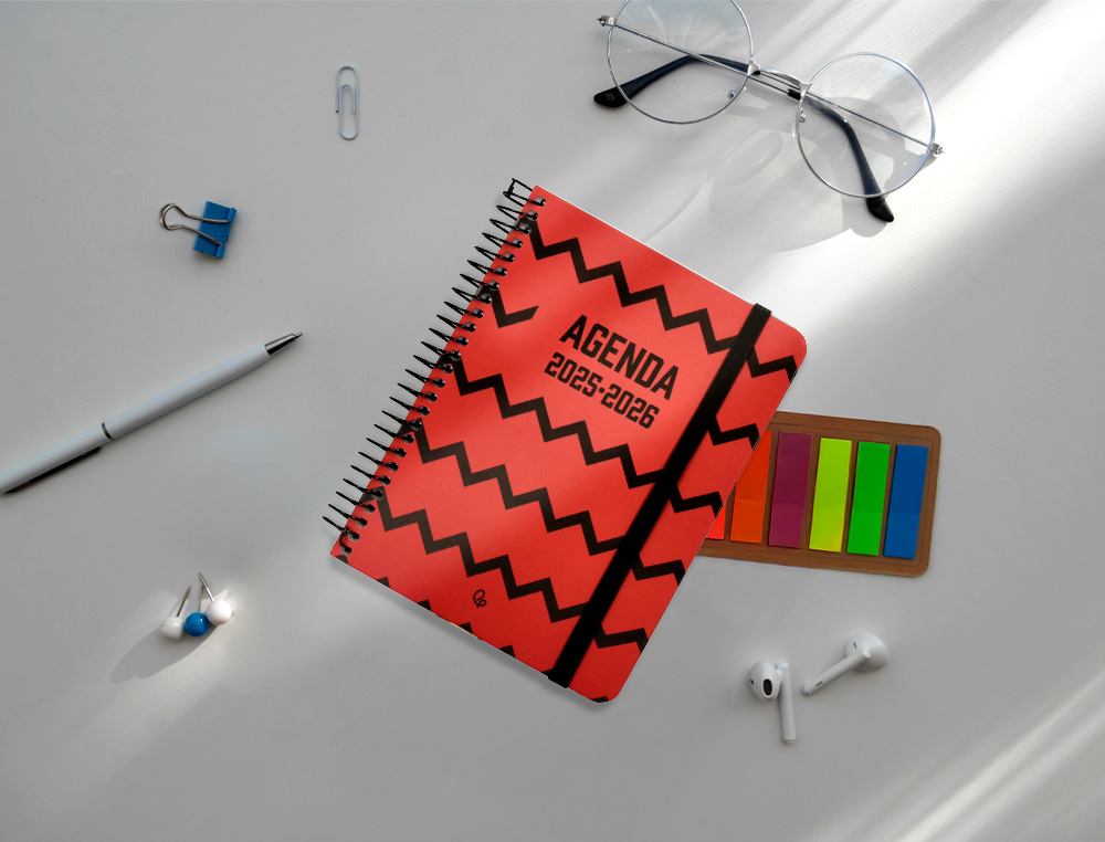 AGENDA ESCOLAR LIDERPAPEL 25-26 ESPIRAL PATTERNS ZIGZAG SEMANA VISTA A6 BILINGE PAPEL FSC 80 GR