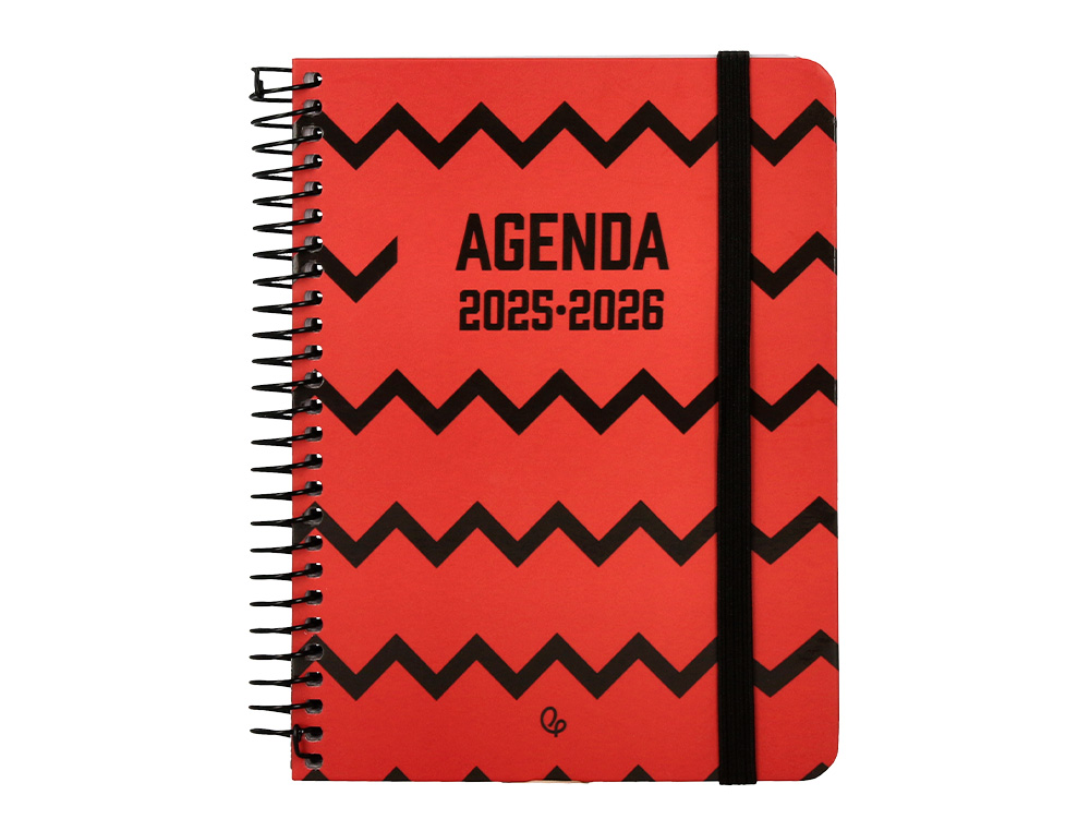 AGENDA ESCOLAR LIDERPAPEL 25-26 ESPIRAL PATTERNS ZIGZAG SEMANA VISTA A6 BILINGE PAPEL FSC 80 GR