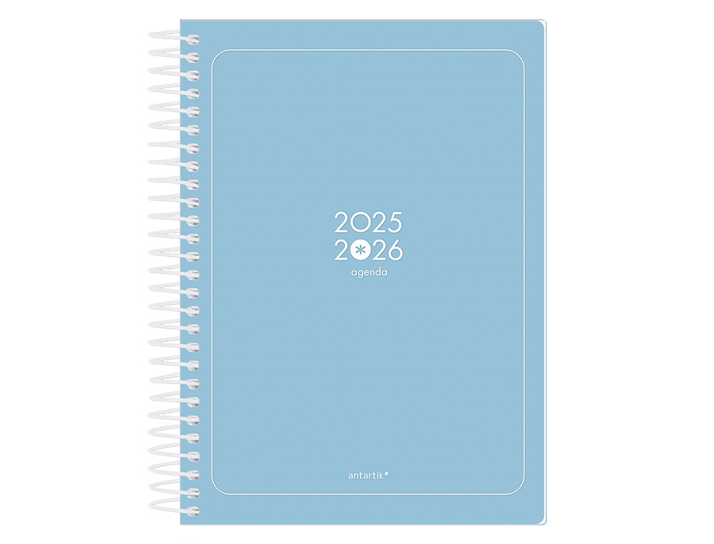AGENDA ESCOLAR ANTARTIK 25-26 ESPIRAL ESSENTIALS AZUL DIA PAGINA A5 BILINGE PAPEL FSC 80 GR