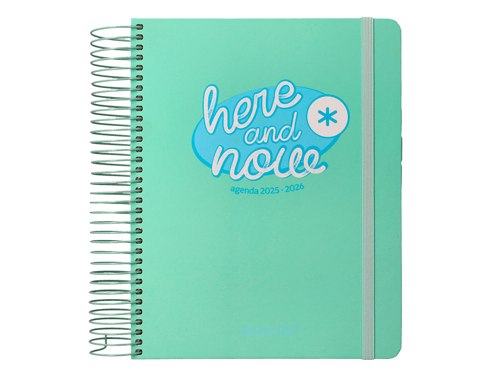 AGENDA ESCOLAR ANTARTIK 25-26 ESPIRAL HERE AND NOW TURQUESA DIA PAGINA A5 BILINGE PAPEL FSC 80 GR 80 GR