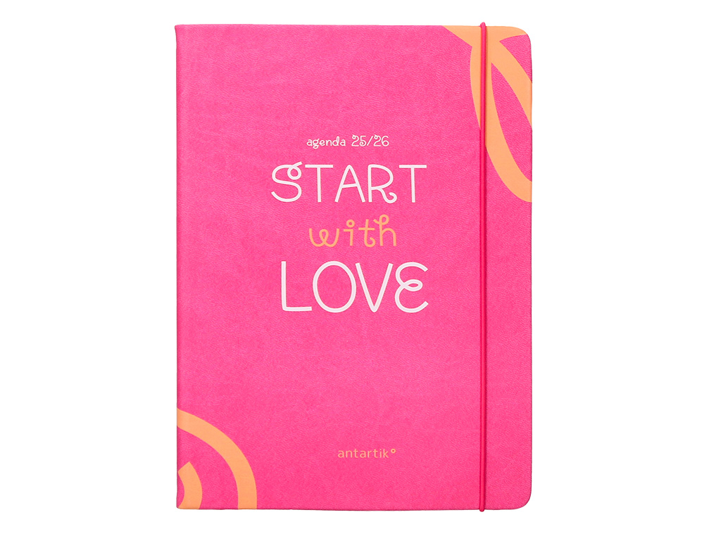 AGENDA ESCOLAR ANTARTIK 25-26 ENCUADERNADA GO! SIMIL PIEL FUCSIA SEMANA VISTA A5 BILINGE PAPEL FSC 80 GR
